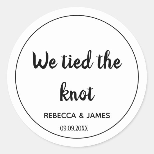 We hebben de knoop doorgehakt met White Wedding Ronde Sticker (Voorkant)
