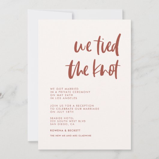 We hebben de knoop doorgehakt Moderne elegante sne Kaart (Voorkant)