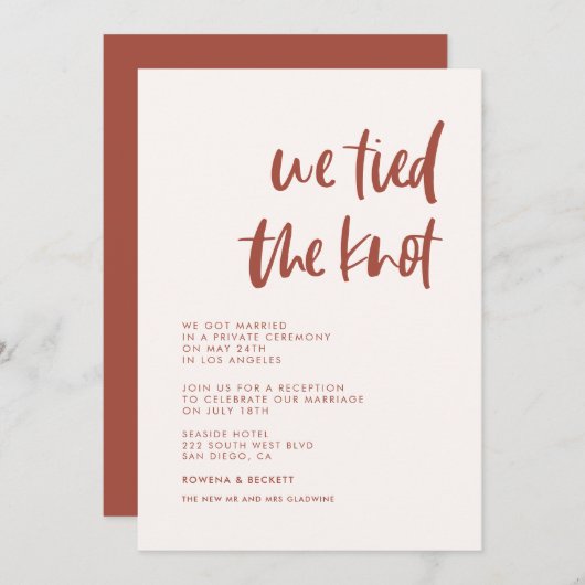 We hebben de knoop doorgehakt Moderne elegante sne Kaart (Voorkant / Achterkant)