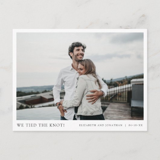 We hebben de knoop doorgehakt! Moderne foto Elopem Aankondigingskaart (Voorkant)