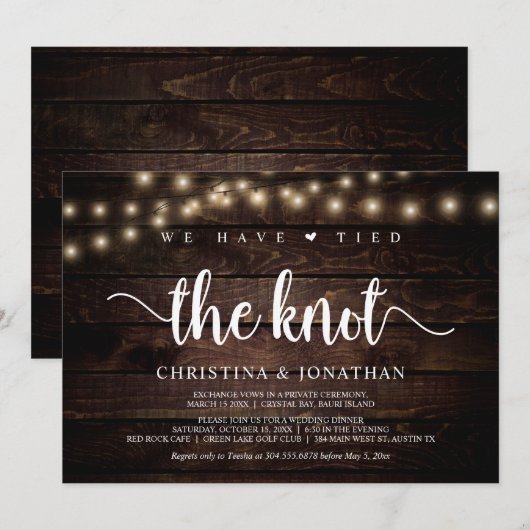 We hebben de knoop doorgehakt, Rustic Elopement Pa Kaart (Voorkant / Achterkant)