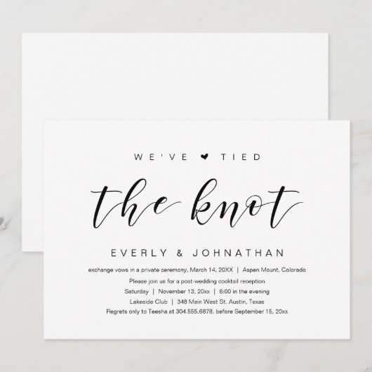 We hebben de knoop doorgehakt, Trouw Elopement Uit Kaart (Voorkant / Achterkant)