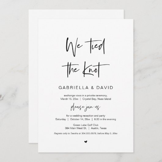 We hebben de knoop doorgehakt, Zwart, Trouw Elopem Kaart (Voorkant / Achterkant)