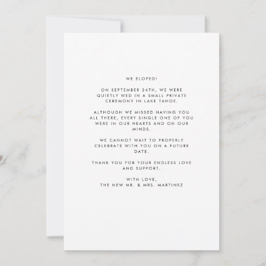 We hebben de knoop Elopement / Wedding Aankondiging (Achterkant)