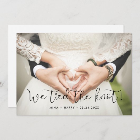 We hebben de knoop gehakt Whimsical bruiloft fotok Aankondiging (Voorkant / Achterkant)