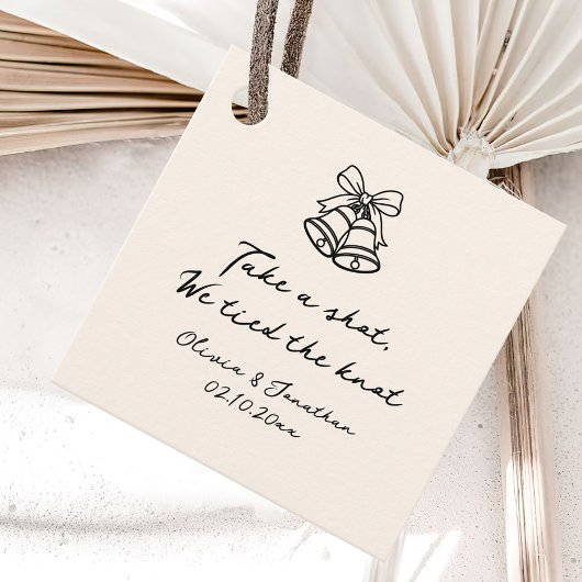 We hebben de knoop met de hand getrokken bruiloft bedankjes labels