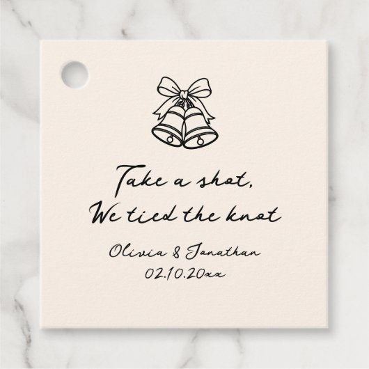 We hebben de knoop met de hand getrokken bruiloft bedankjes labels (Voorkant)