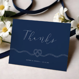 We hebben de knoop Nautical Navy & White Dank u Bedankkaart