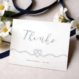 We hebben de knoop Nautical Navy & White Dank u Bedankkaart