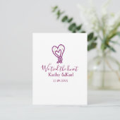 We hebben de knoop pink hart knopen naam datum rom briefkaart (Staand voorkant)
