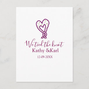 We hebben de knoop pink hart knopen naam datum rom briefkaart