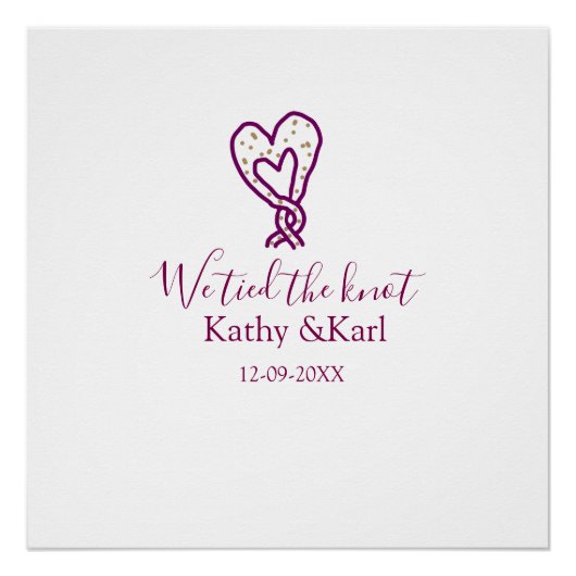 We hebben de knoop pink hart knopen naam datum rom perfect poster (Voorkant)