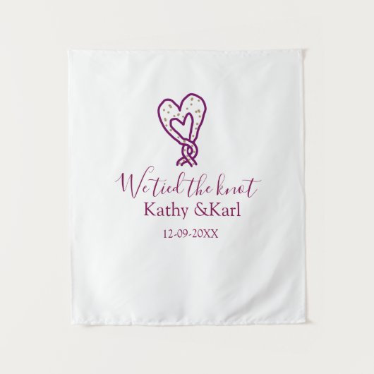We hebben de knoop pink hart knopen naam datum rom wandkleed (Voorkant)