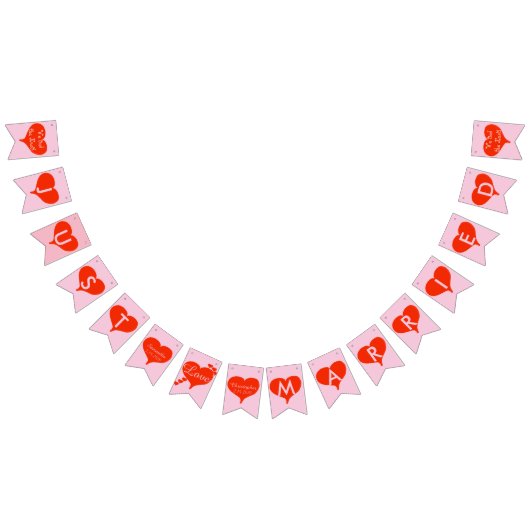 We hebben de knoop Rode harten bruiloft bunting ba Vlaggetjes (Alle)