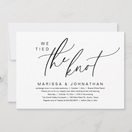 We hebben de knoop romantische bruiloft elopement  kaart (Voorkant)