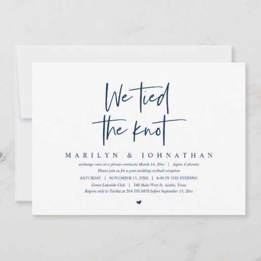 We hebben de knoop vastgebonden, de bruiloft Elope Kaart (Voorkant)