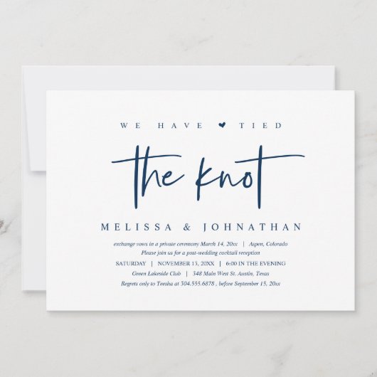 We hebben de knoop vastgebonden, de bruiloft Elope Kaart (Voorkant)