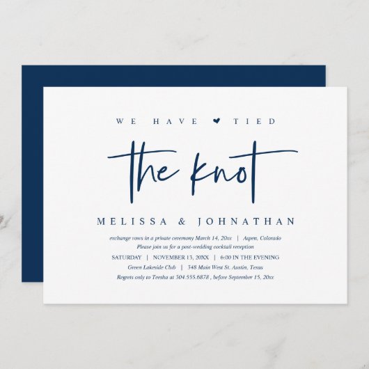 We hebben de knoop vastgebonden, de bruiloft Elope Kaart (Voorkant / Achterkant)