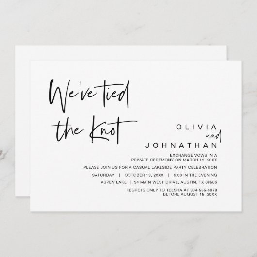 We hebben de knoop vastgebonden, de bruiloft Elope Kaart (Voorkant / Achterkant)