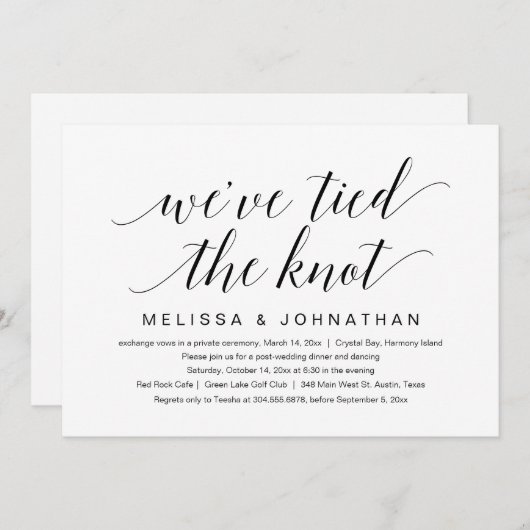 We hebben de knoop vastgebonden, de bruiloft Elope Kaart (Voorkant / Achterkant)