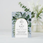 We hebben de knoop vastgebonden, Dusty Blue botani Aankondigingskaart (Staand voorkant)