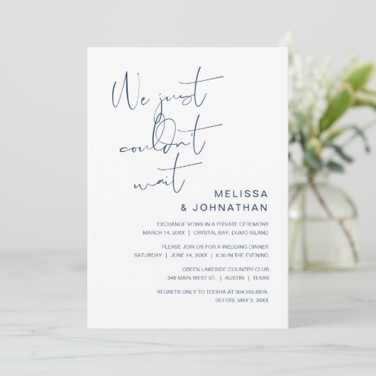 We hebben de knoop vastgebonden, Wedding Elopement Kaart (Staand voorkant)