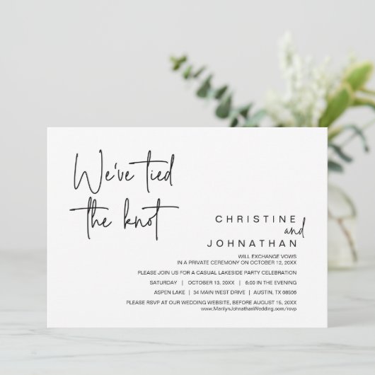 We hebben de Knot, de bruiloft Elopement Party get Kaart (Staand voorkant)