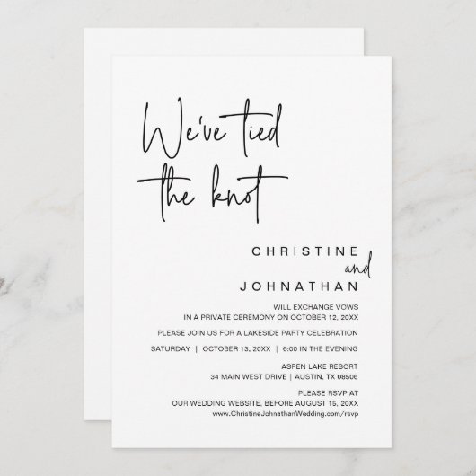 We hebben de Knot, de bruiloft Elopement Party get Kaart (Voorkant / Achterkant)