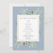 We hebben de Knot Dusty Blue Elopement-aankondigin Kaart (Voorkant)