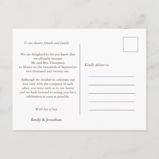 We hebben de Knot Elopement aankondiging foto gebo (Achterkant)