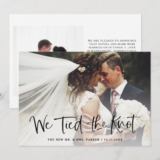 We hebben de Knot getild | Casual script foto-ontw Aankondiging (Voorkant / Achterkant)