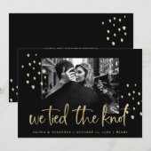 We hebben de Knot Gold Script-huwelijksaankondigin Kaart (Voorkant / Achterkant)