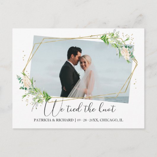 We hebben de Knot Greenery Eloped aankondiging geb Briefkaart (Voorkant)