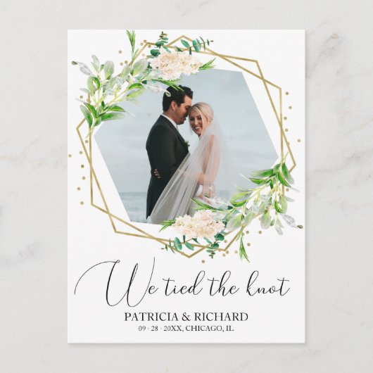 We hebben de Knot Greenery Eloped aankondiging geb Briefkaart (Voorkant)