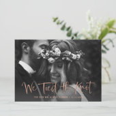We hebben de Knot Roos Gold Script Photo Elopement Aankondiging (Staand voorkant)