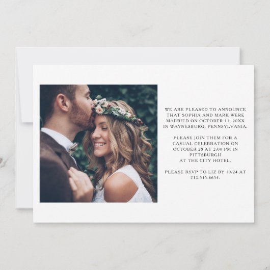 We hebben de Knot Roos Gold Script Photo Elopement Aankondiging (Achterkant)