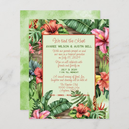 We hebben de Knot Tropical Wedding Invitation gebo (Voorkant / Achterkant)