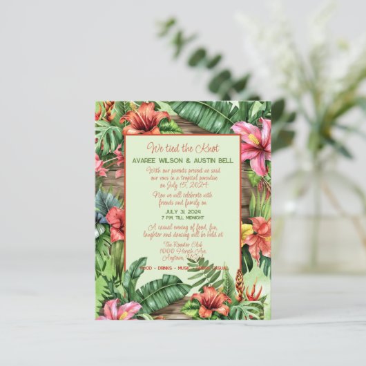 We hebben de Knot Tropical Wedding Invitation gebo (Staand voorkant)