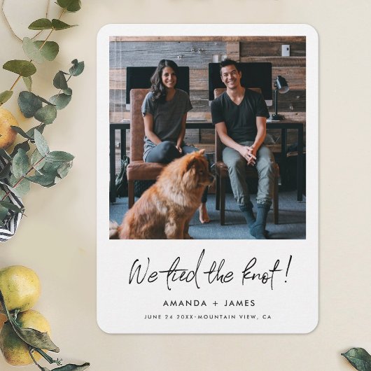 We hebben de Knot vastgebonden. Elopement Wedding Aankondiging