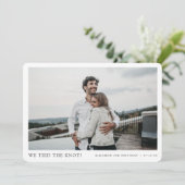 We hebben de Knot vastgebonden. Modern Photo Elope Aankondiging (Staand voorkant)