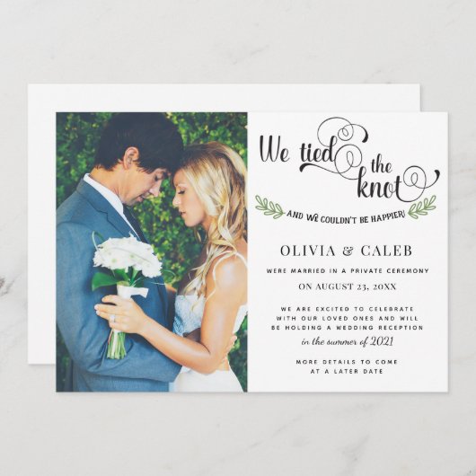 We hebben de knot Wedding Reception Kaart (Voorkant / Achterkant)