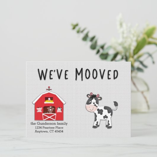 We hebben de Koe in Barnyard New Address Notice be (Staand voorkant)