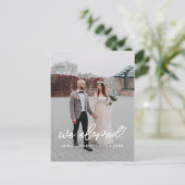 We hebben de Matige bruiloft aangekondigd Briefkaart (Staand voorkant)