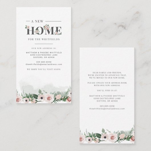 We hebben de mededeling van Floral New Address Mov Visitekaartje (Voorkant / Achterkant)