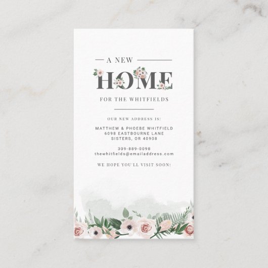 We hebben de mededeling van Floral New Address Mov Visitekaartje (Voorkant)