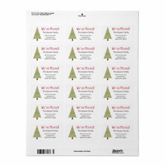 We hebben de minimalistische kerstboom verplaatst etiket (Full Sheet)