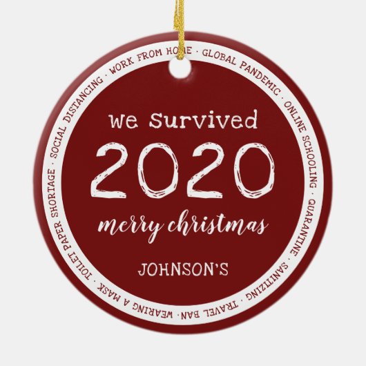 We hebben de naam van 2020 overleefd keramisch ornament (Achterkant)