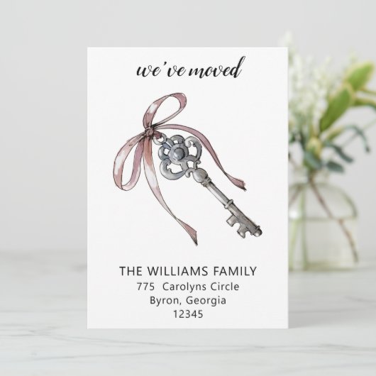 We hebben de 'New House Key Moving Announcement' v (Staand voorkant)