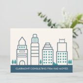 We hebben de New Kantoor Modern Skyline Moving Aankondiging (Staand voorkant)