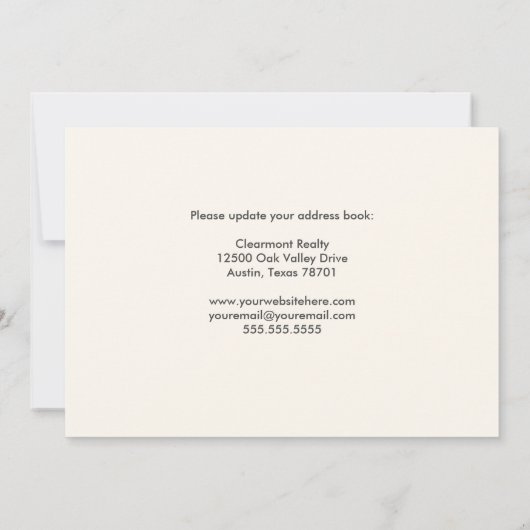 We hebben de New Kantoor Modern Skyline Moving Aankondiging (Achterkant)